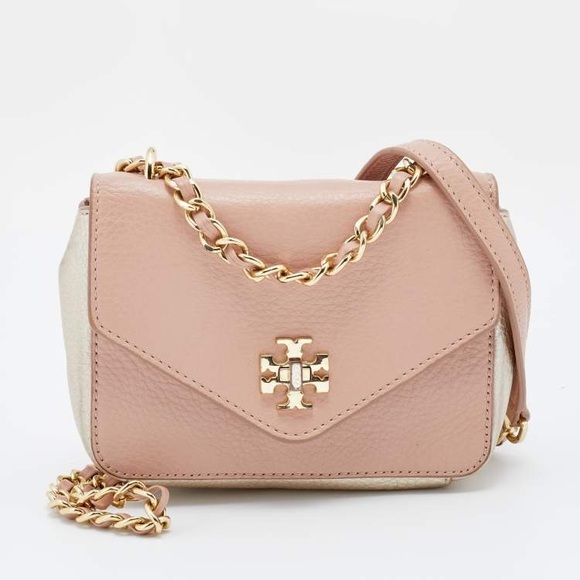 Tory Burch Handbags - Tory Burch Classic Pink/Gold Leather Mini Kira Crossbody Bag